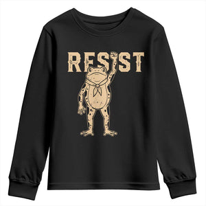 Frog Resist Youth Sweatshirt Raised Fist Protest Fighter Retro Graphic TS02 Black Print Your Wear