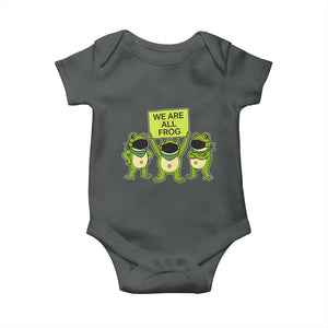 We Are All Frog Baby Onesie Frogs Protest Together Strong TS02 Dark Heather Print Your Wear