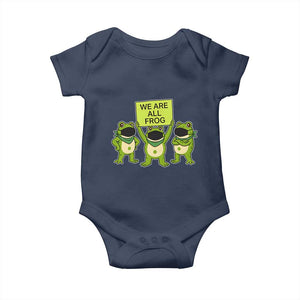 We Are All Frog Baby Onesie Frogs Protest Together Strong TS02 Navy Print Your Wear