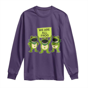 We Are All Frog Long Sleeve Shirt Frogs Protest Together Strong TS02 Purple Print Your Wear