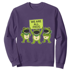 We Are All Frog Sweatshirt Frogs Protest Together Strong TS02 Purple Print Your Wear