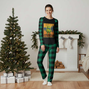 Resist Frog Graphic Plaid Pajama Set Protest Stand Against Fascism TS02 Green Plaid Print Your Wear