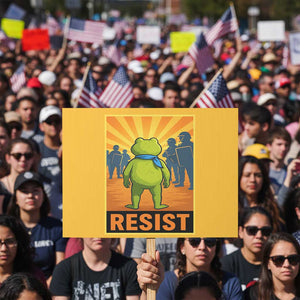 Resist Frog Graphic Protest Sign Protest Stand Against Fascism TS02 Horizontal 18" × 24" Yellow Print Your Wear