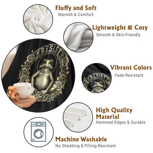 Zen Frog Resist Throw Blanket Sacred Resistance Protest Ornate Style Graphic TS02 Print Your Wear