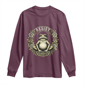 Zen Frog Resist Long Sleeve Shirt Sacred Resistance Protest Ornate Style Graphic TS02 Maroon Print Your Wear