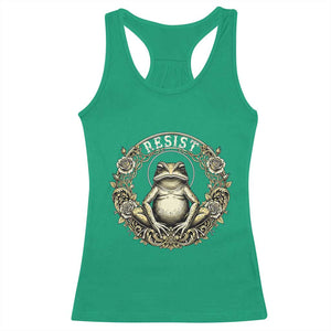 Zen Frog Resist Racerback Tank Top Sacred Resistance Protest Ornate Style Graphic TS02 Irish Green Print Your Wear