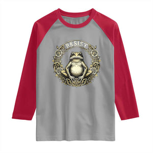 Zen Frog Resist Raglan Shirt Sacred Resistance Protest Ornate Style Graphic TS02 Sport Gray Red Print Your Wear