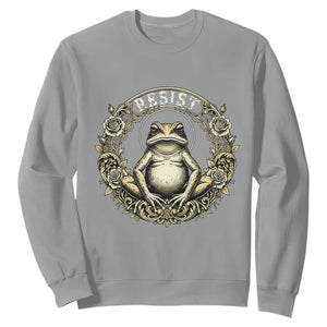 Zen Frog Resist Sweatshirt Sacred Resistance Protest Ornate Style Graphic TS02 Sport Gray Print Your Wear