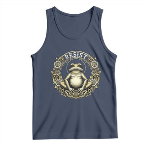 Zen Frog Resist Tank Top Sacred Resistance Protest Ornate Style Graphic TS02 Navy Print Your Wear