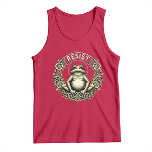 Zen Frog Resist Tank Top Sacred Resistance Protest Ornate Style Graphic TS02 Red Print Your Wear
