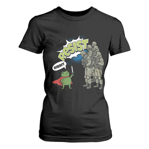 Funny Frog Protest Comic Graphic T Shirt For Women Ribbit Resist Stand Against TS02 Black Print Your Wear