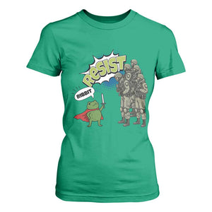 Funny Frog Protest Comic Graphic T Shirt For Women Ribbit Resist Stand Against TS02 Irish Green Print Your Wear
