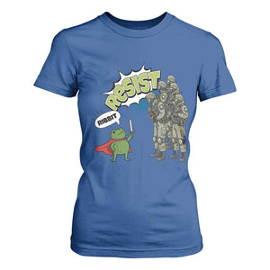 Funny Frog Protest Comic Graphic T Shirt For Women Ribbit Resist Stand Against TS02 Royal Blue Print Your Wear