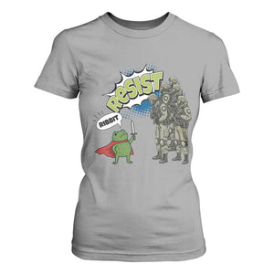 Funny Frog Protest Comic Graphic T Shirt For Women Ribbit Resist Stand Against TS02 Sport Gray Print Your Wear