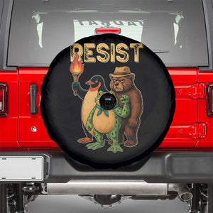 Resist Social Club 2025 Spare Tire Cover Bear Penguin Frog Protest Unity for Social Justice TS02 Black Print Your Wear