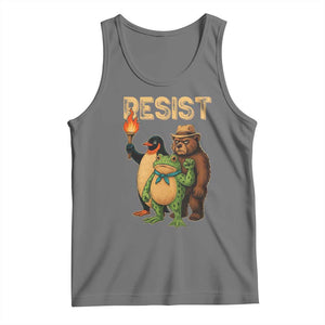 Resist Social Club 2025 Tank Top Bear Penguin Frog Protest Unity for Social Justice TS02 Black Heather Print Your Wear