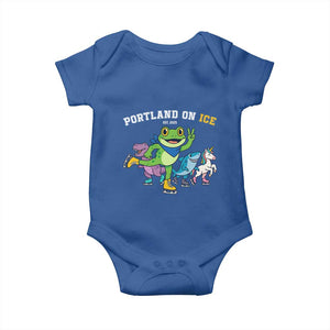 Portland On Ice 2025 Baby Onesie Resist Frog and Inflatable Animals Protest Sarcastic Politics TS02 Royal Blue Print Your Wear