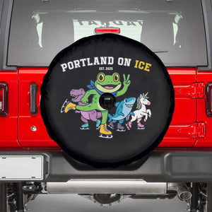 Portland On Ice 2025 Spare Tire Cover Resist Frog and Inflatable Animals Protest Sarcastic Politics TS02 Black Print Your Wear