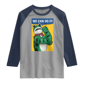 We Can Do It Rosie Frog Raglan Shirt Resist Protest Parody Feminist Retro Poster TS02 Sport Gray Navy Print Your Wear