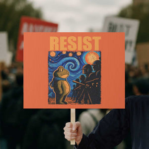 Starry Night Resist Frog Protest Sign Resistance Protest Surreal Art Graphic TS02 Horizontal 18" × 24" Orange Print Your Wear