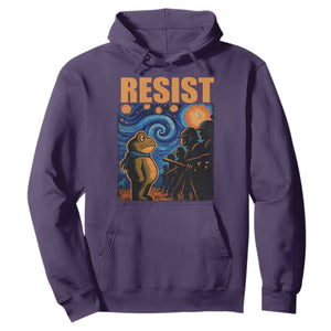 Starry Night Resist Frog Hoodie Resistance Protest Surreal Art Graphic TS02 Purple Print Your Wear