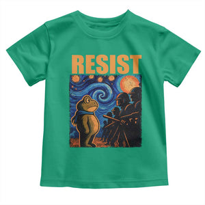 Starry Night Resist Frog Toddler T Shirt Resistance Protest Surreal Art Graphic TS02 Irish Green Print Your Wear