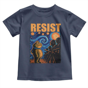 Starry Night Resist Frog Toddler T Shirt Resistance Protest Surreal Art Graphic TS02 Navy Print Your Wear