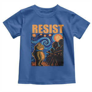 Starry Night Resist Frog Toddler T Shirt Resistance Protest Surreal Art Graphic TS02 Royal Blue Print Your Wear