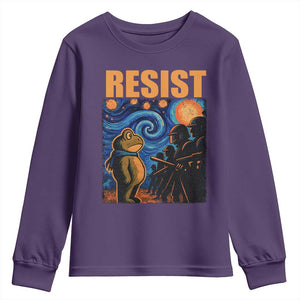 Starry Night Resist Frog Youth Sweatshirt Resistance Protest Surreal Art Graphic TS02 Purple Print Your Wear