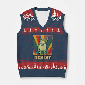 Rainbow Resist Frog V-Neck Knit Sweater Vest Portland Pride and Protest Resistance TS02 Navy Red Print Your Wear