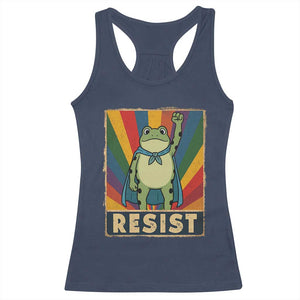 Rainbow Resist Frog Racerback Tank Top Portland Pride and Protest Resistance TS02 Navy Print Your Wear
