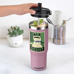 Frog Resist Poster Graphic Flip Straw Tumbler Portland Resistance Protest Minimalist TS02 One Size: 30 oz Light Pink Print Your Wear