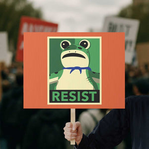 Frog Resist Poster Graphic Protest Sign Portland Resistance Protest Minimalist TS02 Horizontal 18" × 24" Orange Print Your Wear