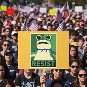 Frog Resist Poster Graphic Protest Sign Portland Resistance Protest Minimalist TS02 Horizontal 18" × 24" Yellow Print Your Wear