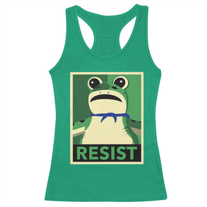 Frog Resist Poster Graphic Racerback Tank Top Portland Resistance Protest Minimalist TS02 Irish Green Print Your Wear