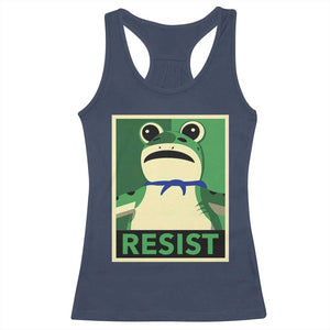 Frog Resist Poster Graphic Racerback Tank Top Portland Resistance Protest Minimalist TS02 Navy Print Your Wear