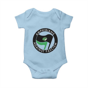 Amphibians Against Fascism Baby Onesie Anti-Fascist Frog Logo Portland Protest TS02 Light Blue Print Your Wear