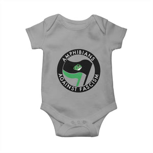 Amphibians Against Fascism Baby Onesie Anti-Fascist Frog Logo Portland Protest TS02 Sport Gray Print Your Wear