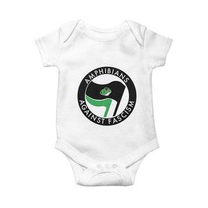 Amphibians Against Fascism Baby Onesie Anti-Fascist Frog Logo Portland Protest TS02 White Print Your Wear