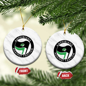 Amphibians Against Fascism Ceramic Ornament Anti-Fascist Frog Logo Portland Protest TS02 1pc White Marble Print Your Wear
