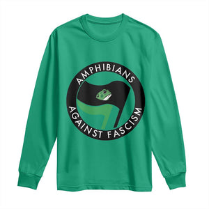 Amphibians Against Fascism Long Sleeve Shirt Anti-Fascist Frog Logo Portland Protest TS02 Irish Green Print Your Wear