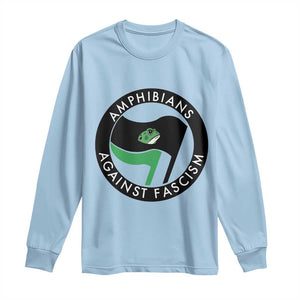 Amphibians Against Fascism Long Sleeve Shirt Anti-Fascist Frog Logo Portland Protest TS02 Light Blue Print Your Wear