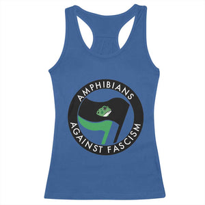 Amphibians Against Fascism Racerback Tank Top Anti-Fascist Frog Logo Portland Protest TS02 Royal Blue Print Your Wear
