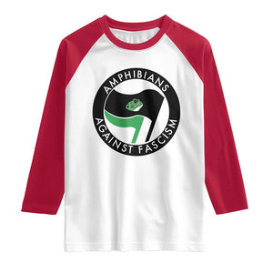 Amphibians Against Fascism Raglan Shirt Anti-Fascist Frog Logo Portland Protest TS02 White Red Print Your Wear