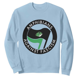 Amphibians Against Fascism Sweatshirt Anti-Fascist Frog Logo Portland Protest TS02 Light Blue Print Your Wear