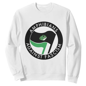 Amphibians Against Fascism Sweatshirt Anti-Fascist Frog Logo Portland Protest TS02 White Print Your Wear
