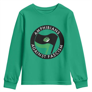Amphibians Against Fascism Youth Sweatshirt Anti-Fascist Frog Logo Portland Protest TS02 Irish Green Print Your Wear
