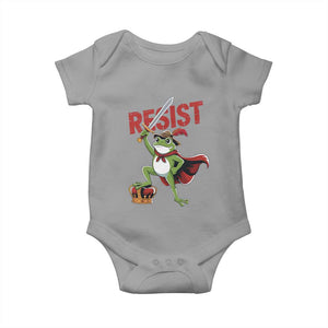 Sword Wielding Frog Resistance Baby Onesie Resist Protest No Kings TS02 Sport Gray Print Your Wear