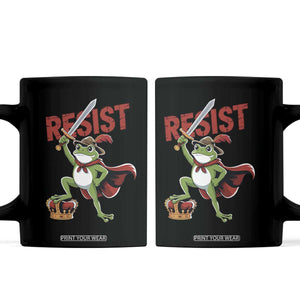 Sword Wielding Frog Resistance Coffee Mug Resist Protest No Kings TS02 Black Print Your Wear
