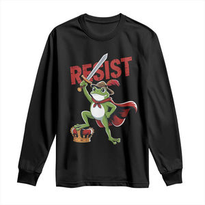 Sword Wielding Frog Resistance Long Sleeve Shirt Resist Protest No Kings TS02 Black Print Your Wear